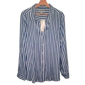 NWT ALEXANDER JORDAN Blue & White Striped Buttoned Down Shirt PLUS SIZE 1X